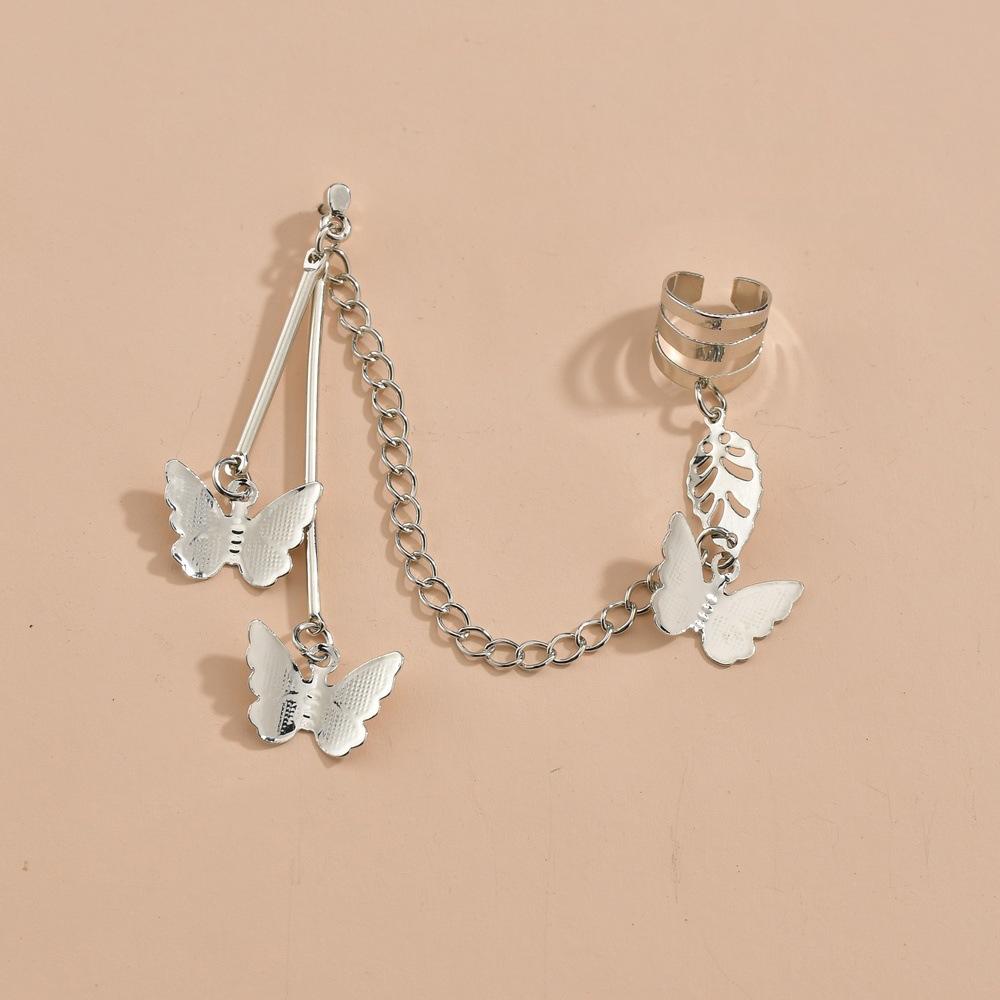 Ear bone clip butterfly one-piece earring female earring net red same style ins ear clip chain accessories