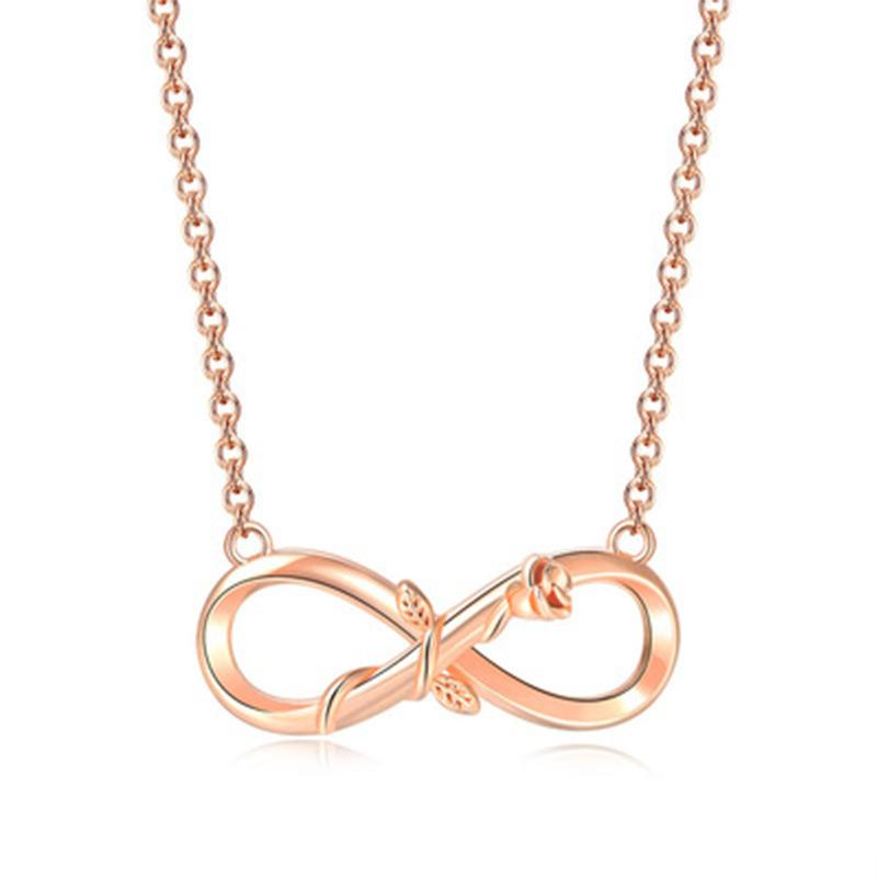 Fashion Color Separation Plating Rose Necklace 8 Character Infinity Bracelet Female Jewelry Set