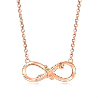 Fashion Color Separation Plating Rose Necklace 8 Character Infinity Bracelet Female Jewelry Set