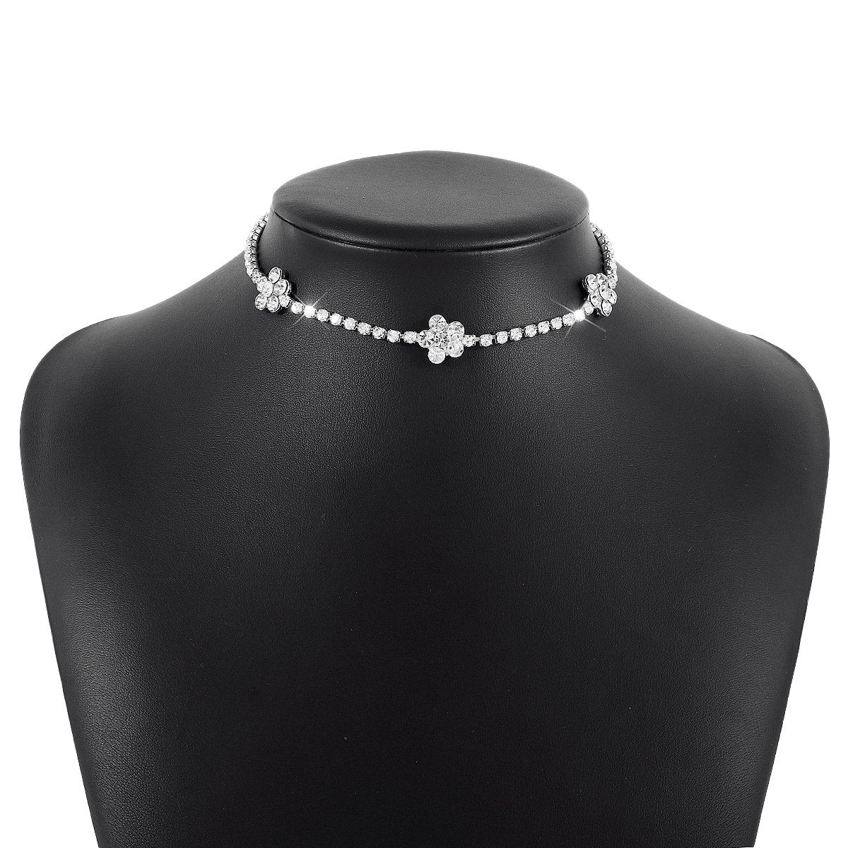 N1649 Temperament single-layer necklace claw chain rhinestone flower light luxury necklace simple personality show necklace