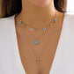 Jewelry Retro Pearl Chain Cross Necklace French Simple Blue Devil Eyes Necklace