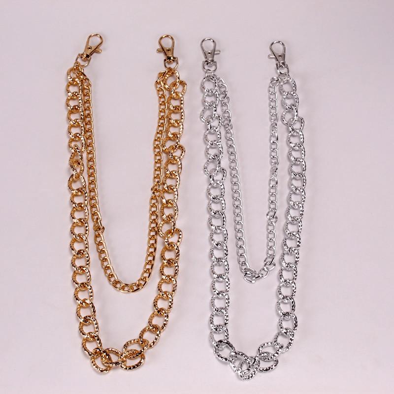 Jewelry Personality Exaggerated Embossed Aluminum Chain Color Preservation Versatile Simple Double Layer Geometric Retro Waist Chain Women