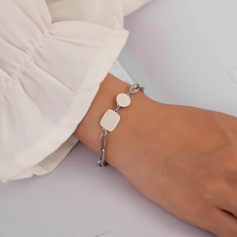 Simple personality indifferent couple stainless steel titanium steel adjustable bracelet bracelet