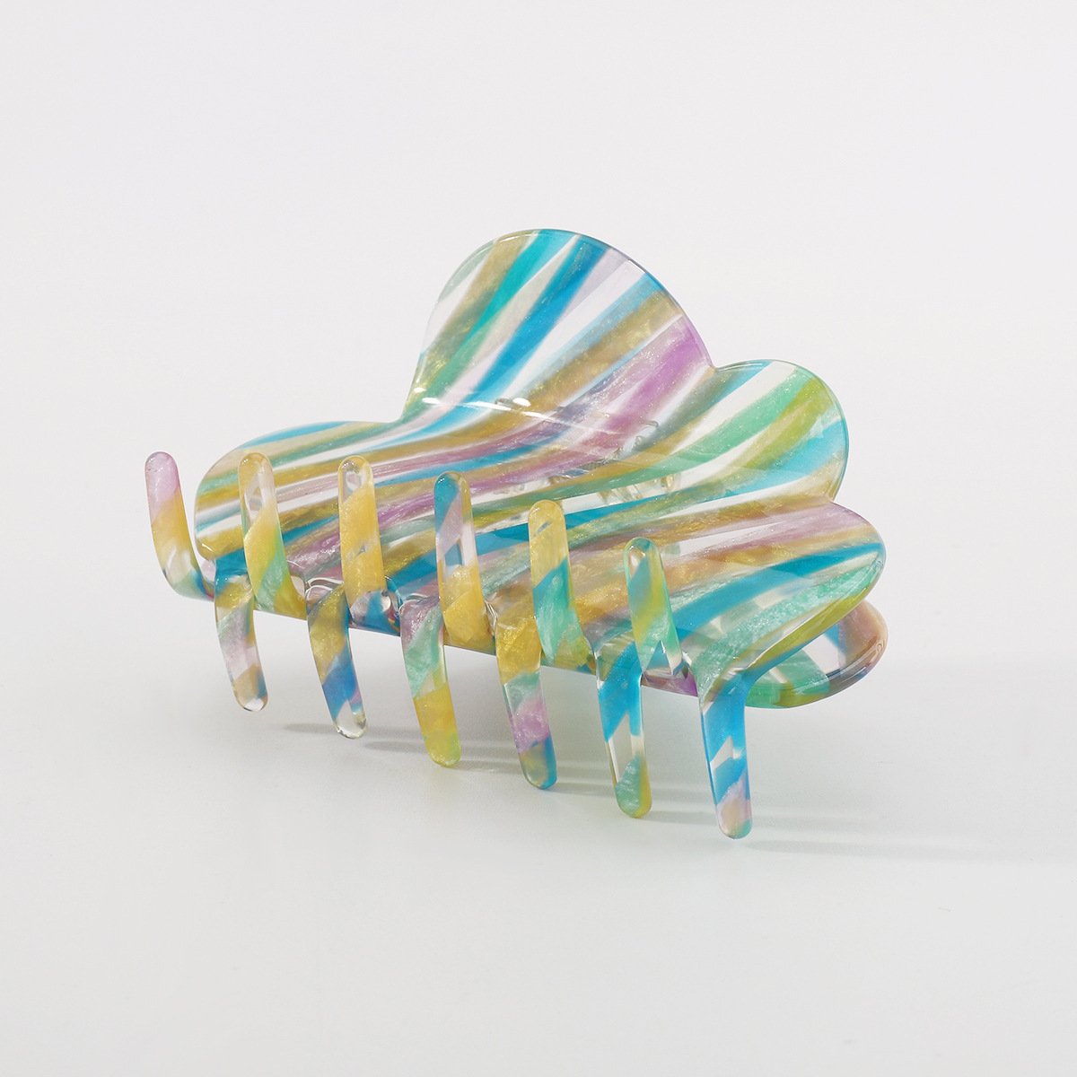 F439 Fashion Color Stripe Geometric Fashion Clip Acetate Plate Hair Clip Cloud Ladies Elegant Shark Clip