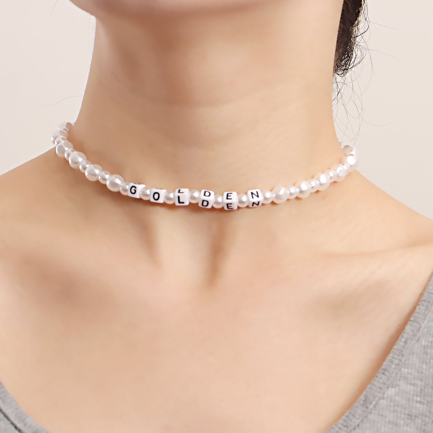Jewelry niche GOLDEN letter imitation pearl necklace necklace female beaded necklace babes ins