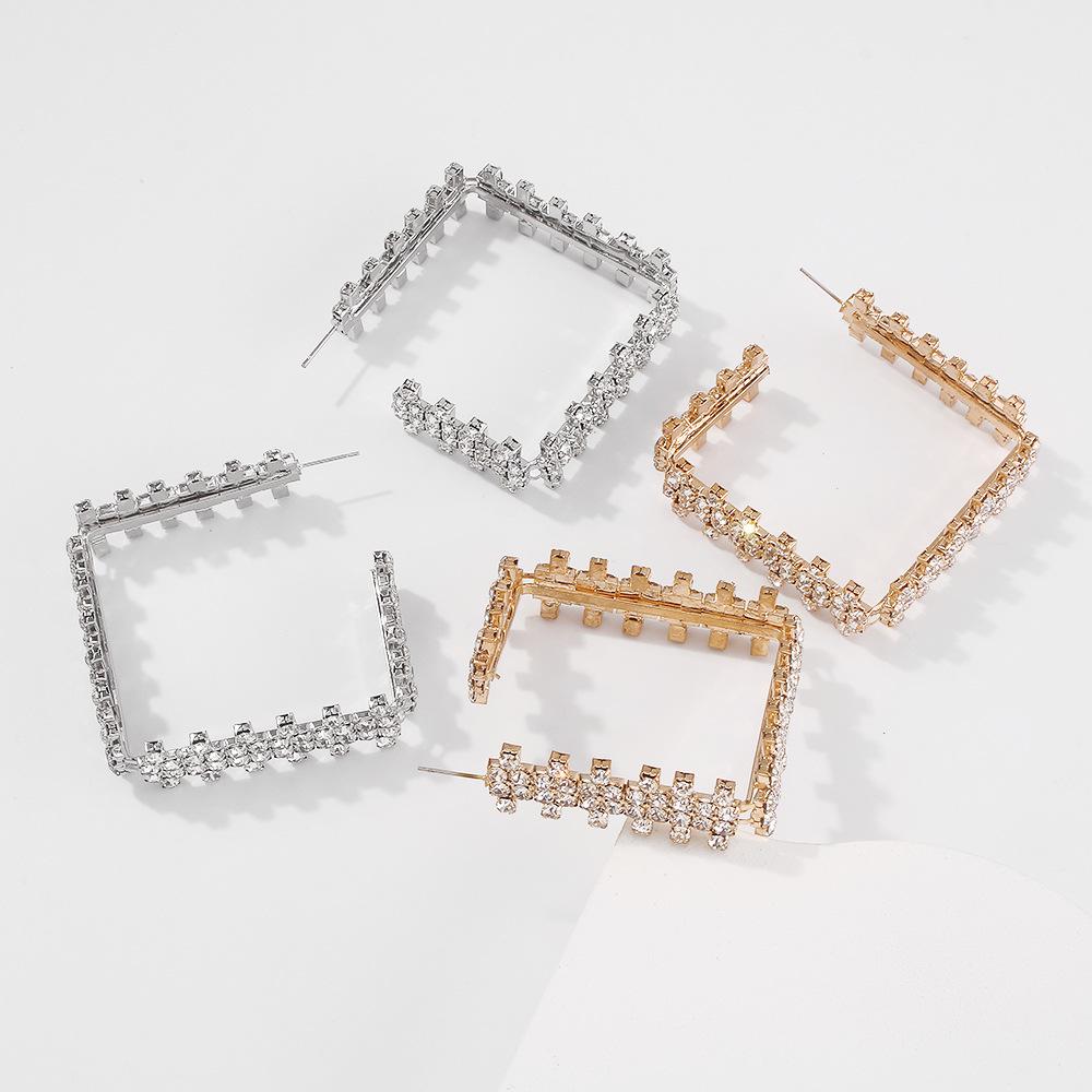 E9841 Internet celebrity earrings female creative exaggerated geometric square earrings niche design sense earrings