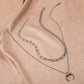 Fashion cold stainless steel double horn moon pendant simple personality titanium steel necklace collarbone chain men