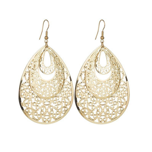 Popular Fashion Jewelry Exaggerated Quality Hollow Water Drop Earrings Earrings