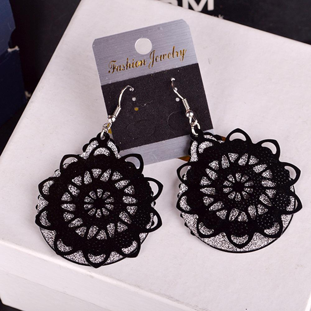 Stall Exaggerated Earrings Ferris Wheel Turntable Frosted Earrings Alloy Ear Jewelry Earrings