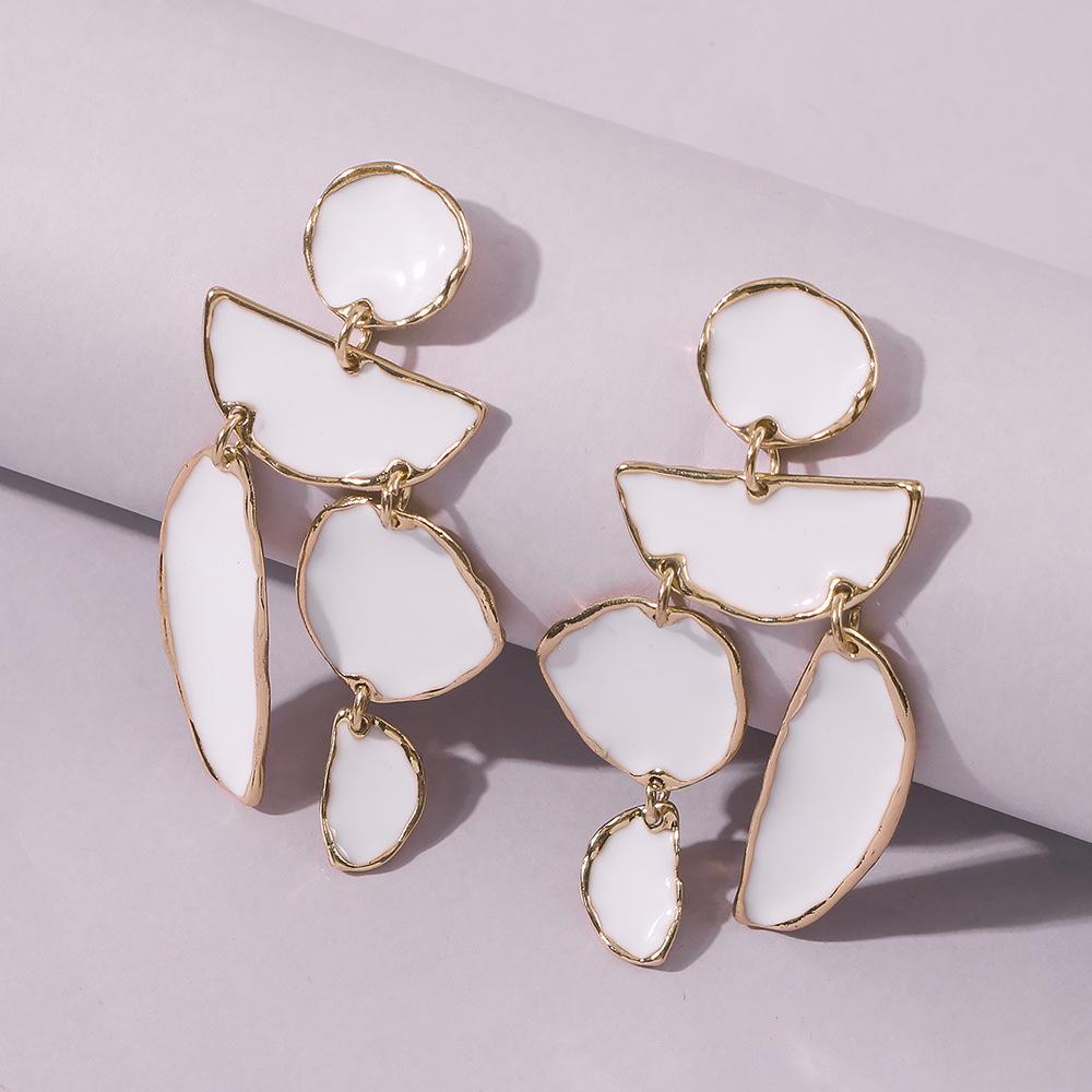 E8466 Exaggerated Irregular Alloy Drip Earrings ZA Simple Color Glaze Long Stud Earrings