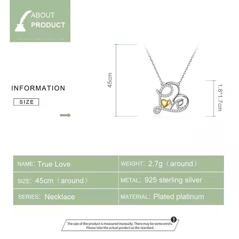 Jewelry Love-shaped Pendant Necklace Female Niche Design Sense Fashion LOVE Letter Clavicle Chain Jewelry