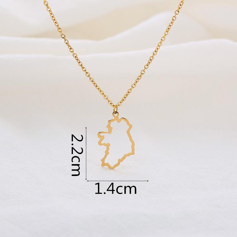 Hollow Ireland Country Map Necklace World Map Europe Pendant Stainless Steel Jewelry