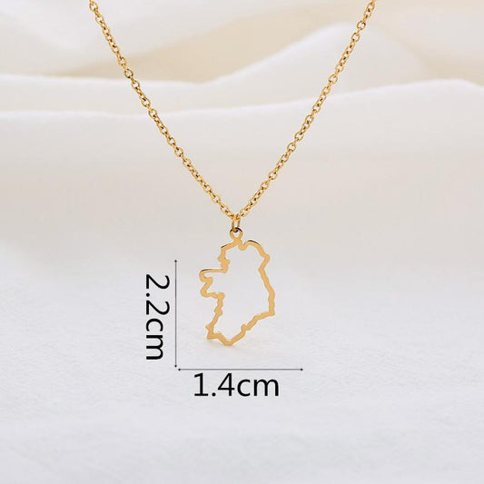 Hollow Ireland Country Map Necklace World Map Europe Pendant Stainless Steel Jewelry