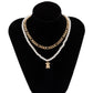 Jewelry Hip Hop Metal Bear Pendant Necklace Female Personality Versatile Pearl Chain Clavicle Necklace