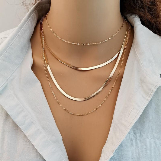 Jewelry Mix Thickness Cross Chain Pendant Necklace Geometric Snake Bone Chain Multilayer Necklace Female