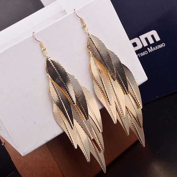 Palace Temperament Indian Retro Baroque Earrings Willow Leaf Long Earrings Accessories