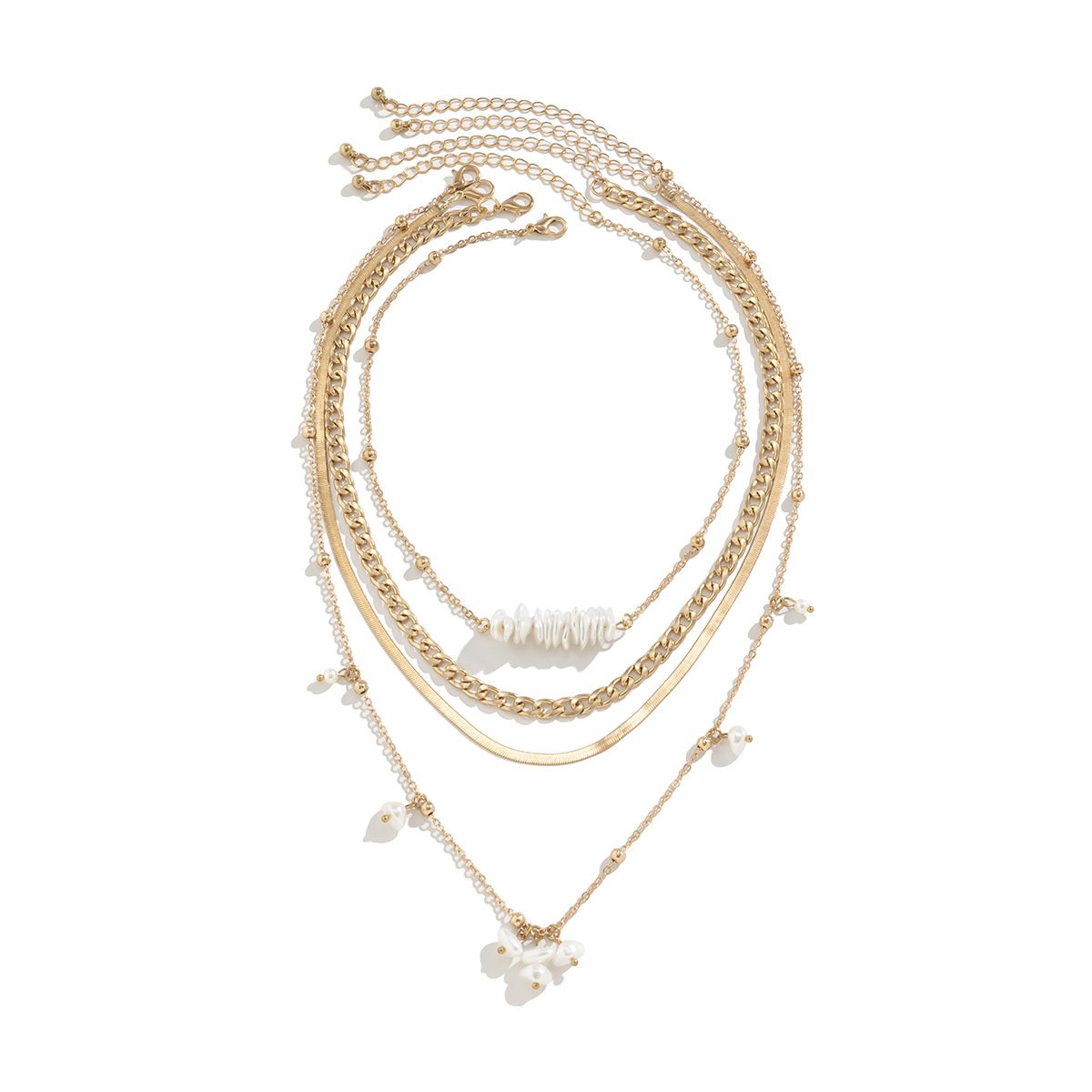 Jewelry temperament niche special-shaped pearl necklace hip-hop ins metal snake bone chain necklace
