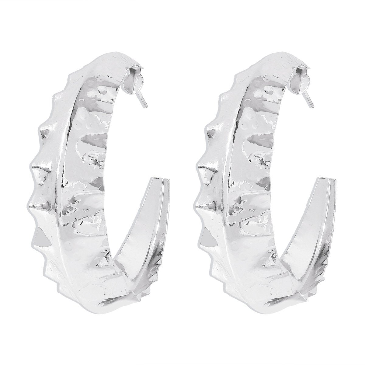 E1957 Frosty Metal Geometric Earrings Glossy Bump Irregular Fashion Earrings Exaggerated Earrings