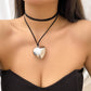 Jewelry sweet cool exaggerated heart-shaped pendant necklace simple long velvet wax thread tassel necklace female