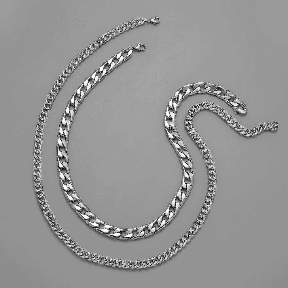 Trendy men's double-layer NK thick necklace hip-hop without pendant collarbone chain simple trendy men's rock punk necklace