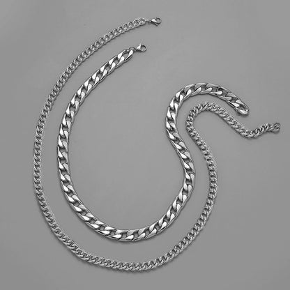 Trendy men's double-layer NK thick necklace hip-hop without pendant collarbone chain simple trendy men's rock punk necklace