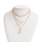 Jewelry colorful light luxury trend multi-layer back-shaped chain micro-inlaid mother-of-pearl butterfly pendant necklace female