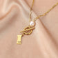 Dongdaemun Stainless Steel OT Buckle Pearl Bow Letter Necklace Individual Simple Necklace