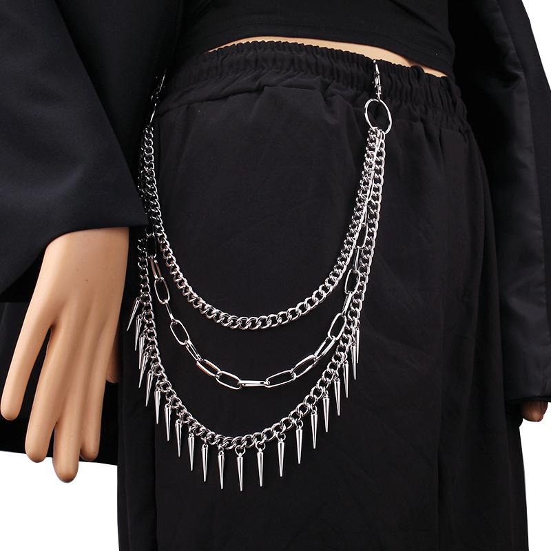 Jewelry punk metal rivets geometric chain pants chain hip-hop trendy cool all-match men's waist chain