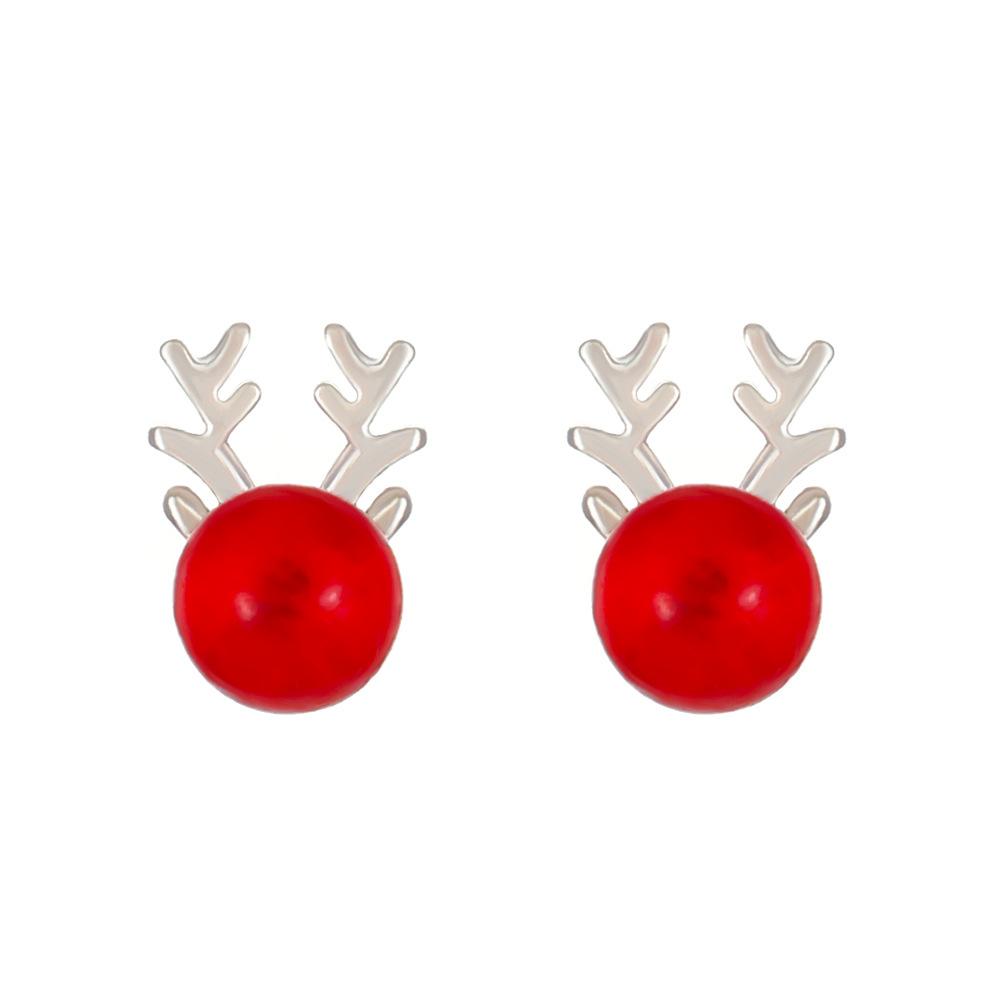 Christmas deer earrings female fashion temperament niche design cute antler earrings wine red elk earrings fashion