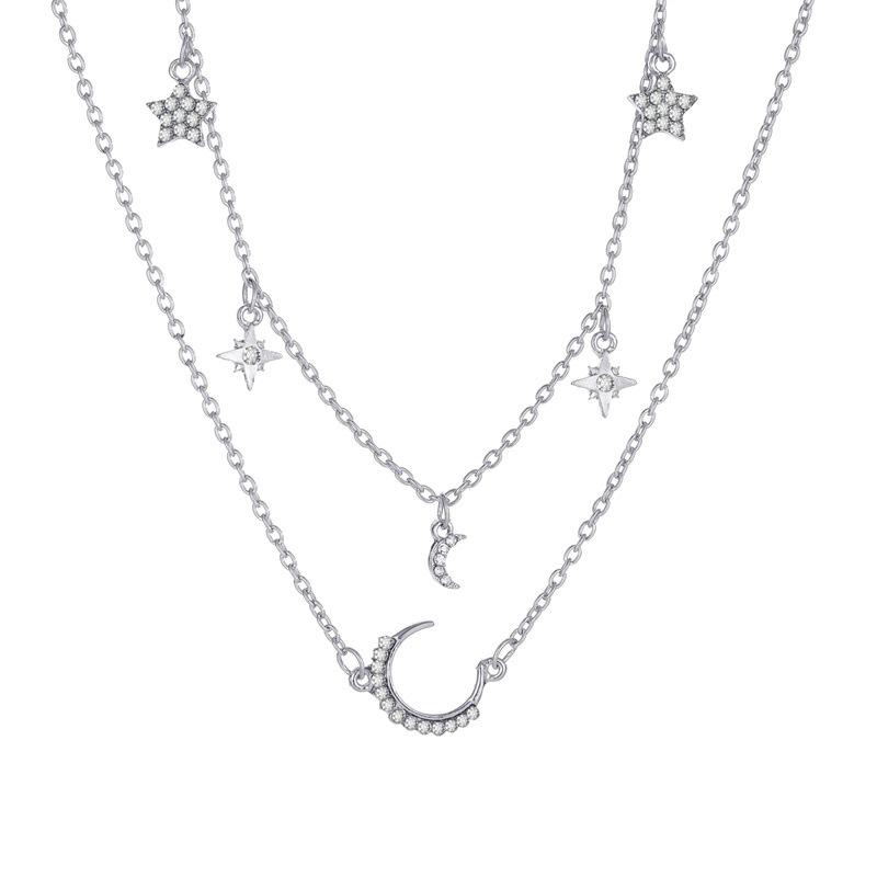 Simple double-layer star necklace female ins multi-layer star-moon pendant necklace moon pendant clavicle chain