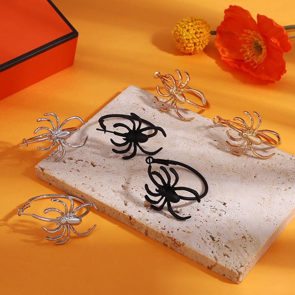 Ins exaggerated big spider earrings retro fashion dark funny metal spider earrings Halloween earrings