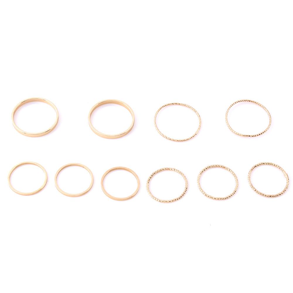 R128 Simple and indifferent plain ring ring set metal niche glossy geometric ring joint ring