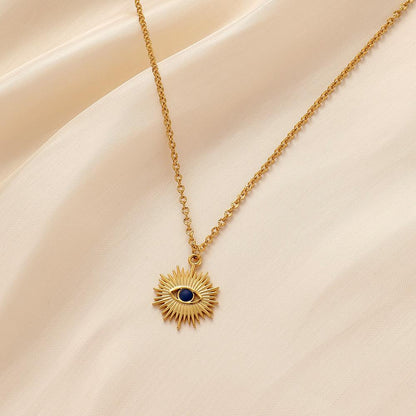 Retro Delicate Independent Design Ladies Fashion Simple Stainless Steel Gold Retro Eyes Sun Choker Necklace