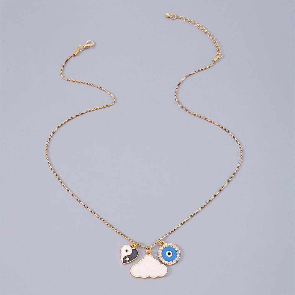 N9815 single-layer snake bone chain necklace cloud Tai Chi gossip drop oil eye necklace simple personality necklace