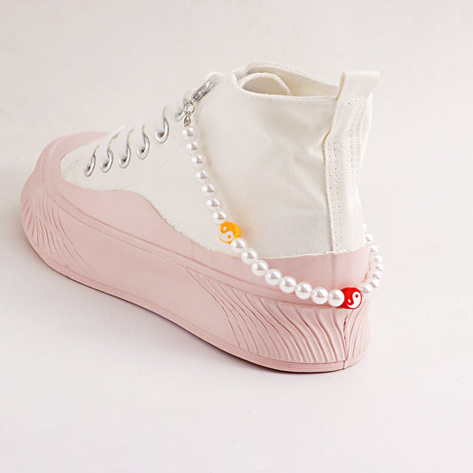 National trend accessories ins Tai Chi gossip color soft pottery imitation pearl shoes decoration ethnic shoe chain women