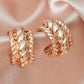 Ins geometric C-shaped hoop earrings female retro exaggerated personality metal braided earrings punk hip-hop earrings