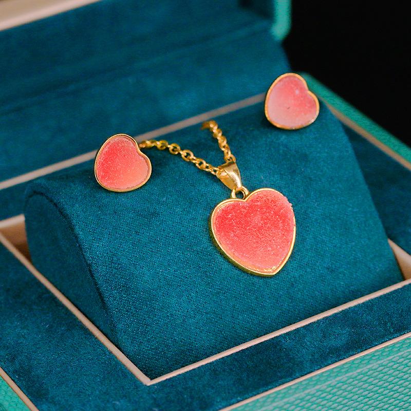 Explosive Fashion Earrings Necklace Set Jewelry Female Candy Gradient Pendant Sweet Earrings Jewelry