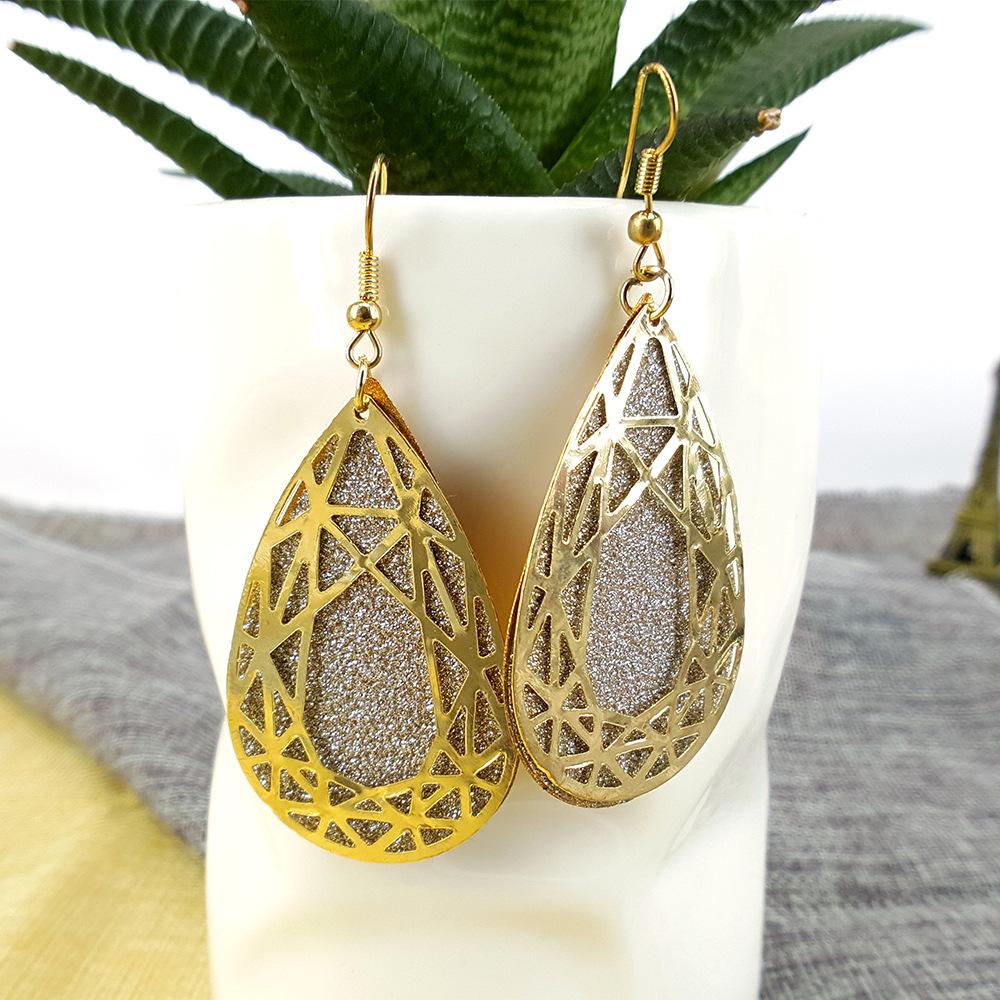 Water drop double layer rocking frosted earrings creative alloy earrings ear accessories