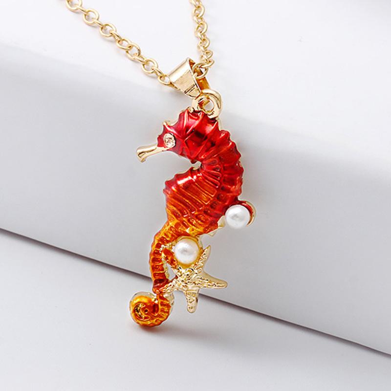 Fashion Creative Items Ocean Series Starfish Pearl Personality Seahorse Pendant Necklace