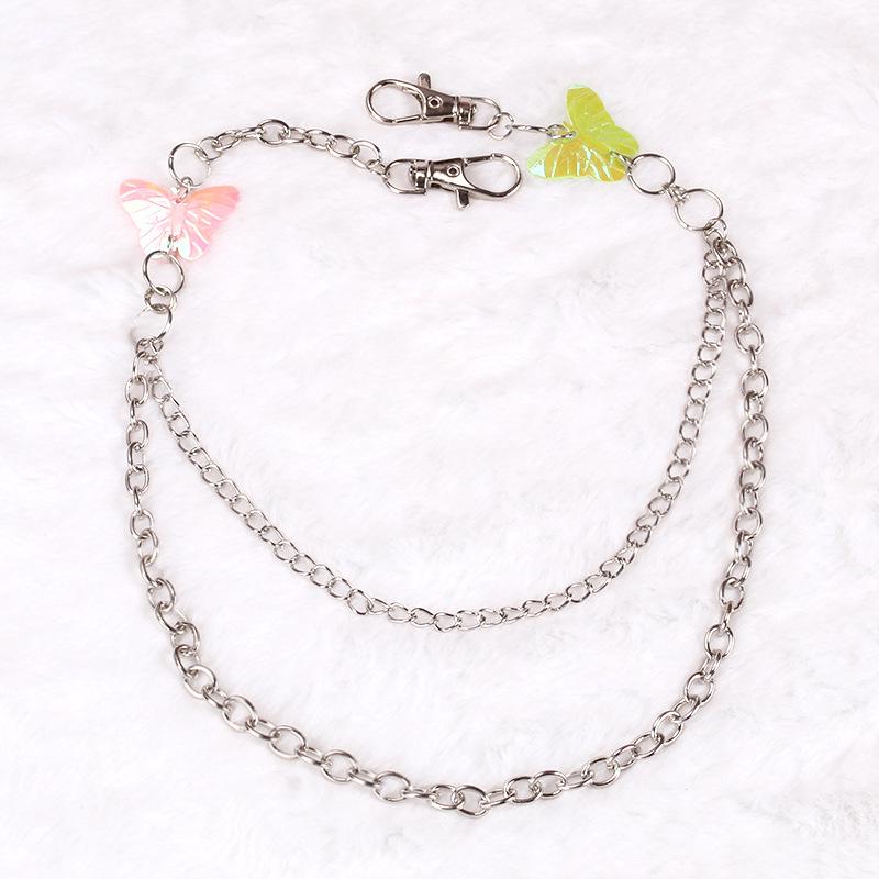 Jewelry Fashion Trend Acrylic Personality Colorful Butterfly Metal Ring Waist Decoration Chain