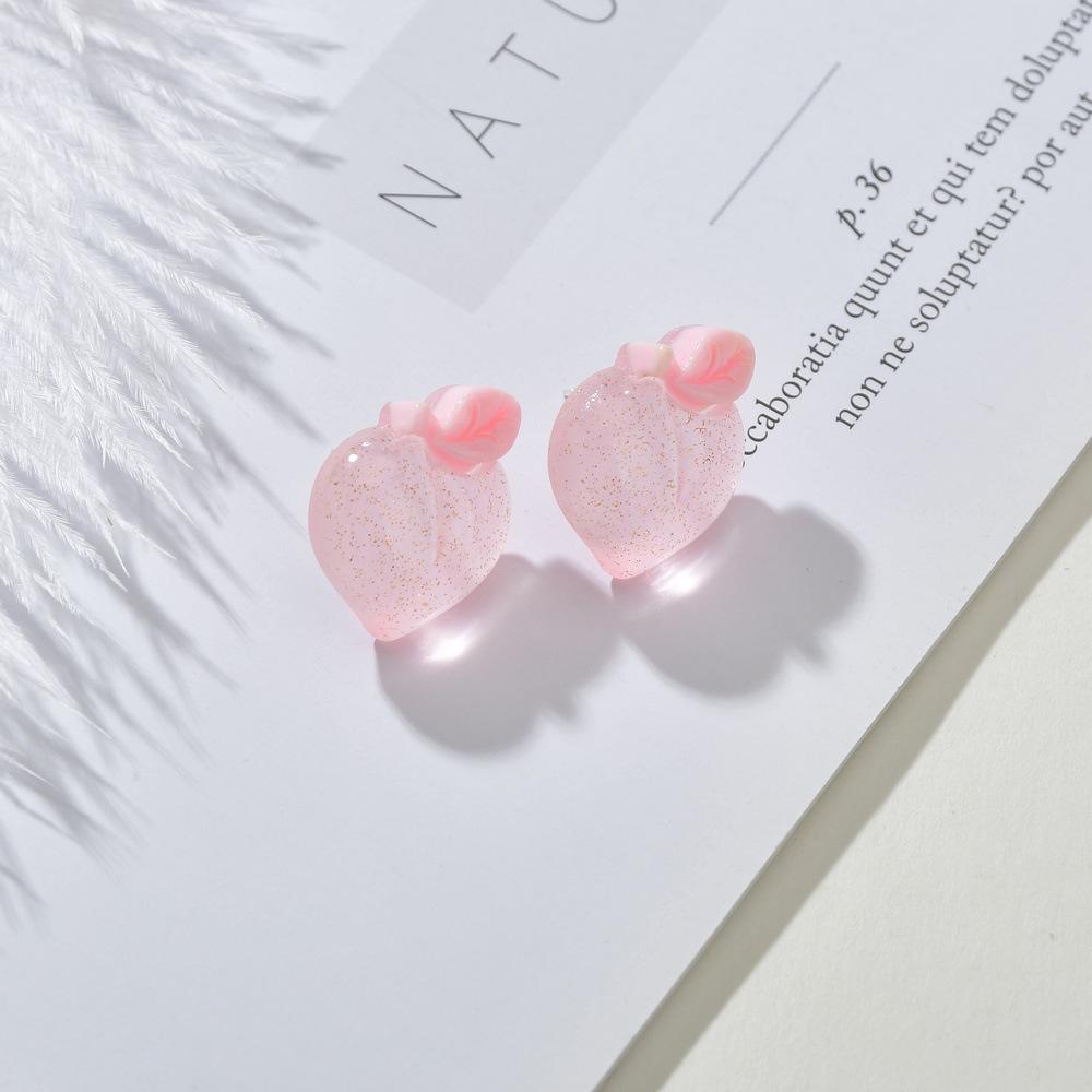 Small Fresh Peach Acrylic Earrings Cute Girly Stud Earrings Accessories