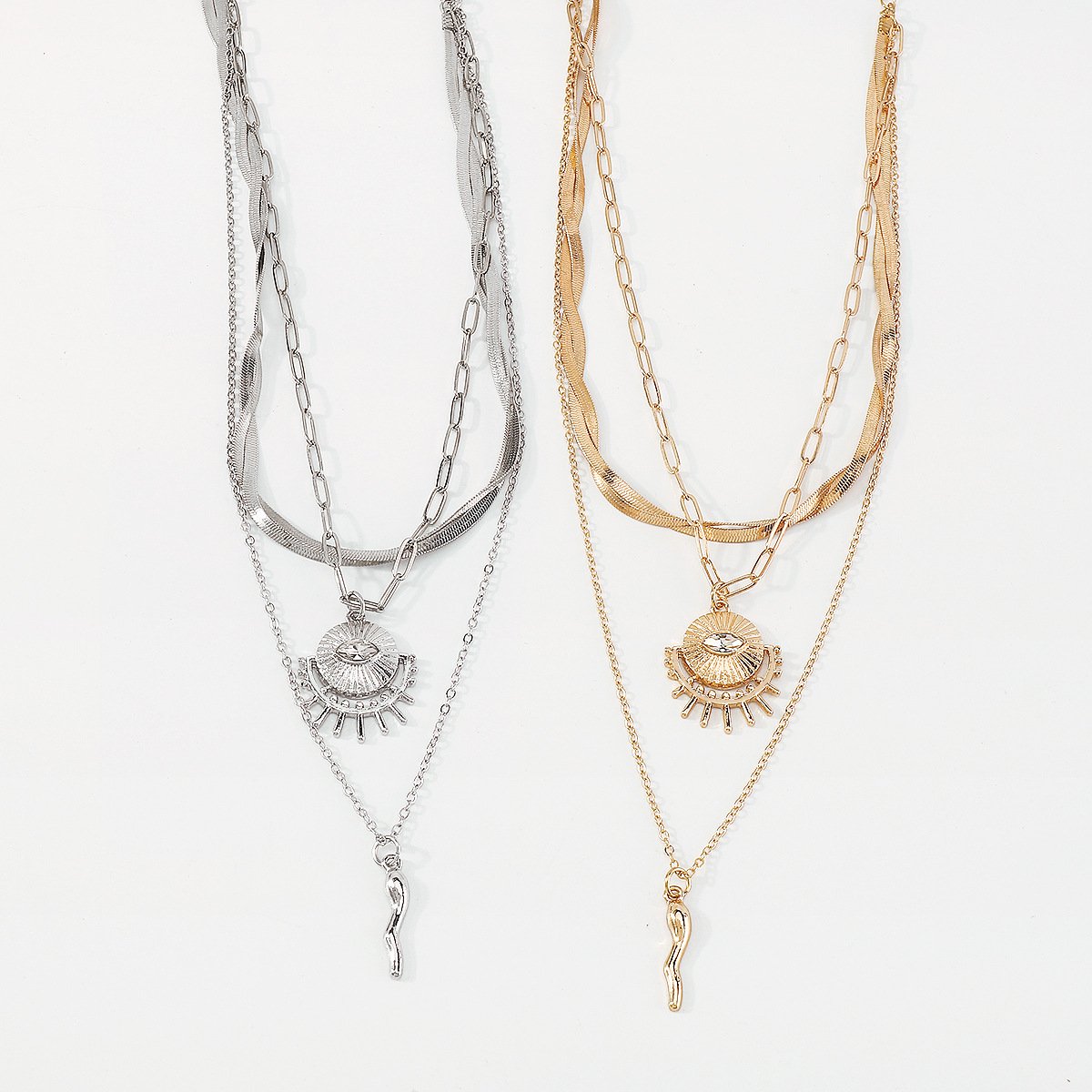 N1678 Jewelry Devil's Eye Exaggerated Stacked Necklace Personality Creative Winding Snake Bone Necklace
