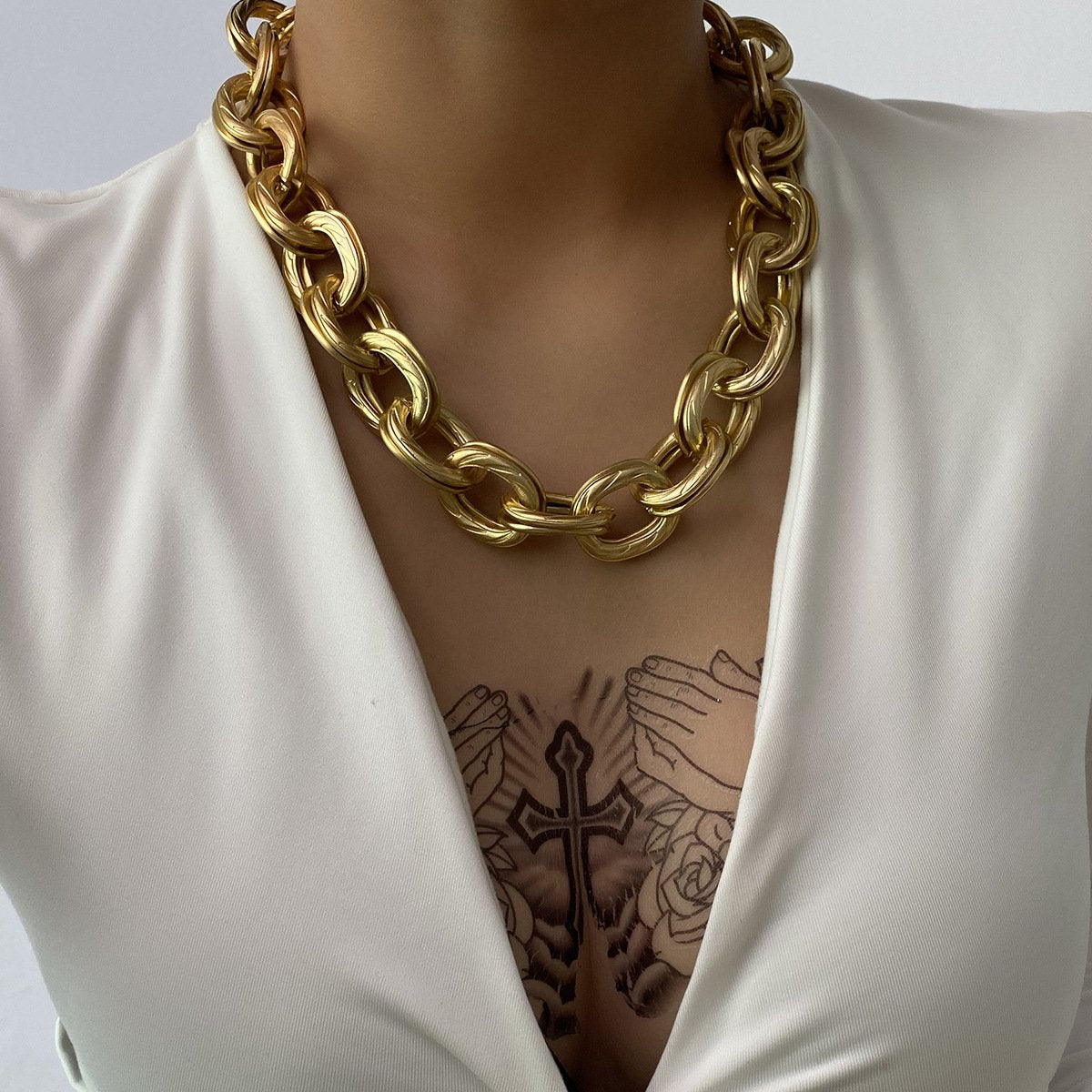 Jewelry Hip Hop Rock Punk Thick Chain Necklace Exaggerated Hemp Surface Metal Texture Necklace Female