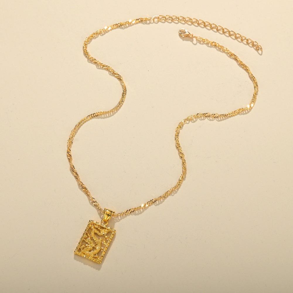 Chinese Element Copper Dragon Pendant Necklace Unisex Accessories