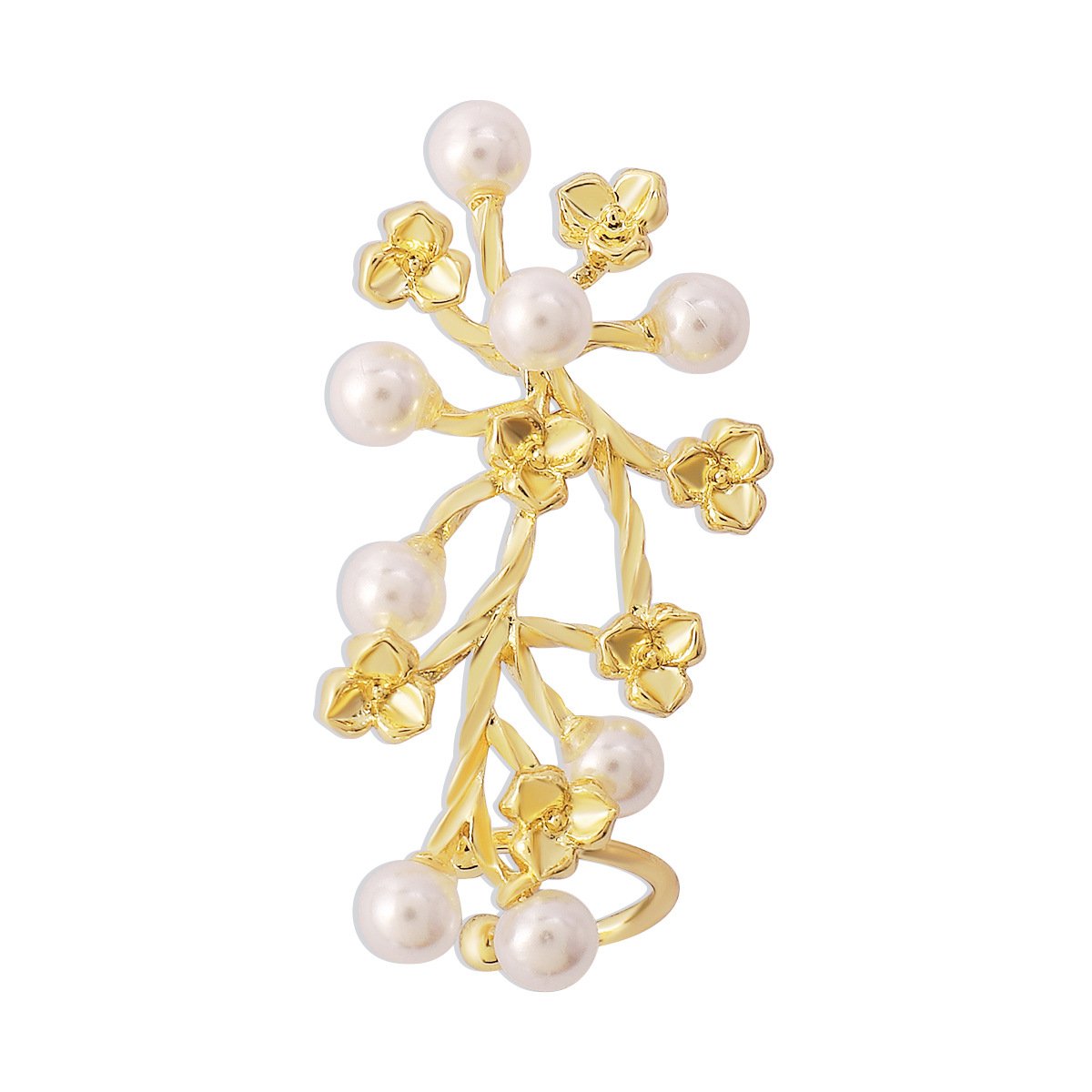 E1418 Internet celebrity simple pearl earrings retro fashion metal ear clip sweet personality earrings