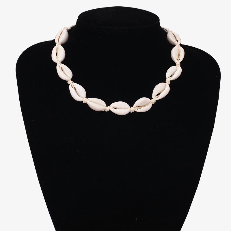Ornament Sea Shell Hand Woven Stretchable Necklace Hawaiian Beach Shell Choker