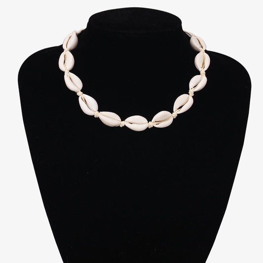 Ornament Sea Shell Hand Woven Stretchable Necklace Hawaiian Beach Shell Choker