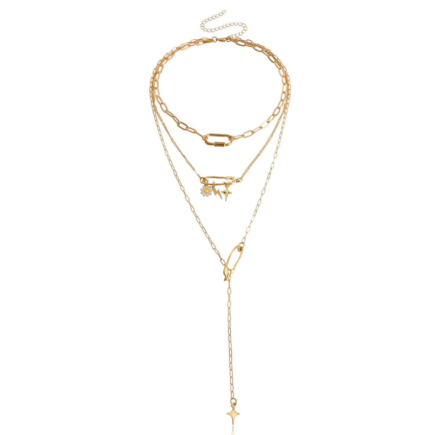 Jewelry Daisy Lightning Geometric Multilayer Necklace Sweater Chain Fashion Versatile Niche Design Necklace