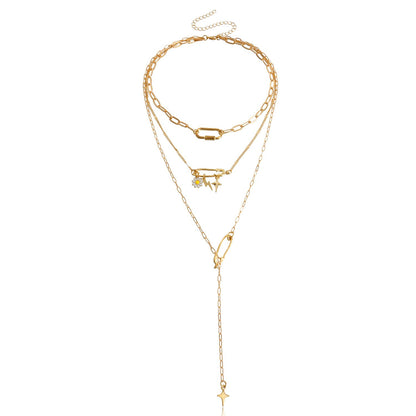 Jewelry Daisy Lightning Geometric Multilayer Necklace Sweater Chain Fashion Versatile Niche Design Necklace