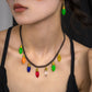 Jewelry Punk Color Light Bulb Accessories Tassel Necklace Female Personality Simple Sweet Cool Single Layer Necklace